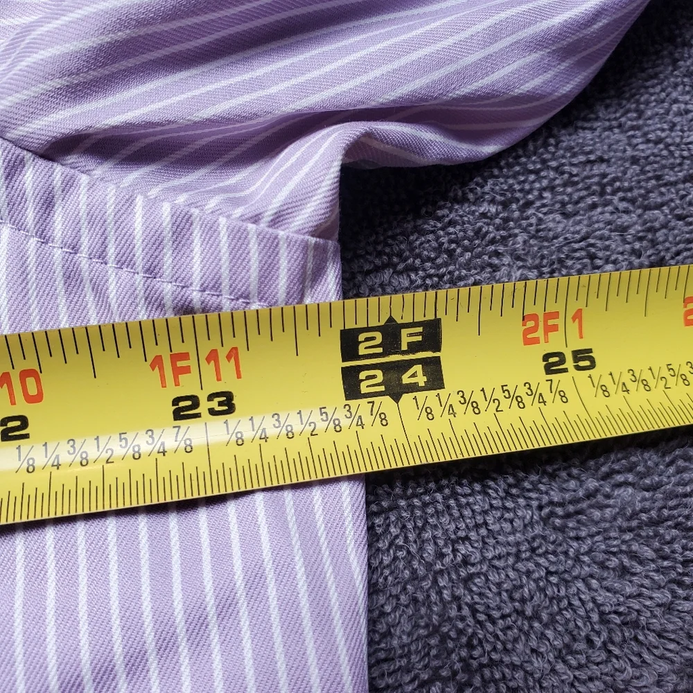Banana Republic Mens L 16-16.5 Classic Fit Purple Stripe Dress Shirt 100% Cotton